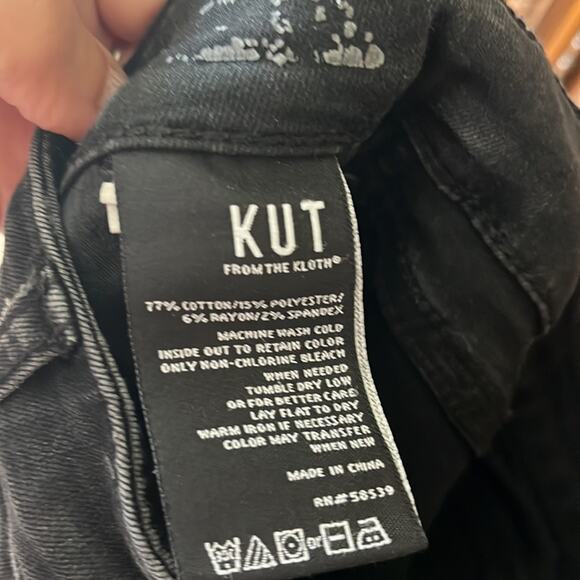 KUT FRON THE KLOTH black exposed button fly distressed skinny jeans - Picture 10 of 11